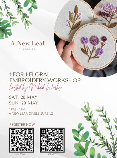 1-for-1 Floral Embroidery Workshop hosted by Naked.Works