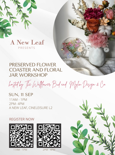 Preserved Flower Coaster x Floral Jar Workshop hosted by The Wallflower Bud and Mylin Design & Co.